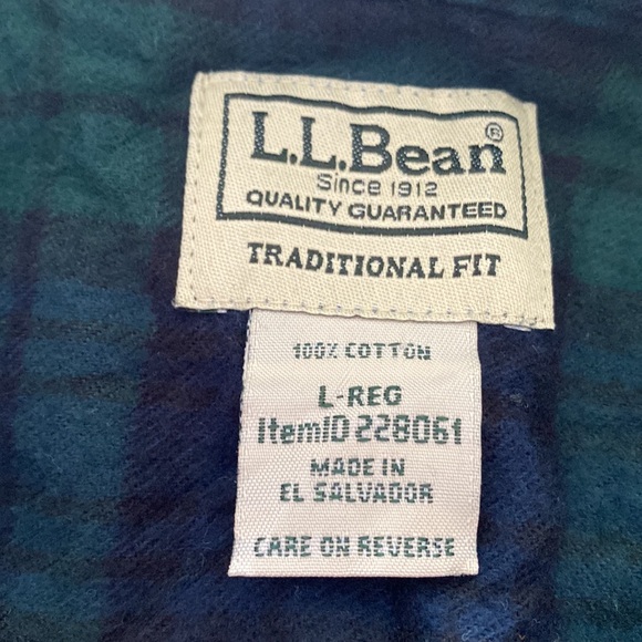 LL Bean Scotch Plaid Flannel Shirt - Picture 3 of 12